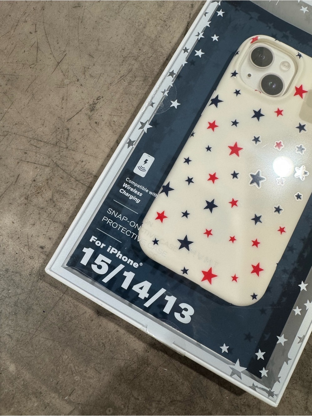 MVMT Cream Case with Red & Navy Star Print-Fits iPhone 15/14/13 protect in style